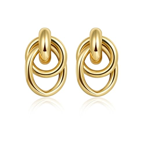 Chunky Ohrringe Gold Hängend Damen Tropfen Ohrringe Knoten Gold Earrings Chunky Ohrringe Gold Hängend Damen Tropfen Ohrringe Knoten Gold Earrings von Candyfancy