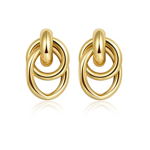 Chunky Ohrringe Gold Hängend Damen Tropfen Ohrringe Knoten Gold Earrings von Candyfancy