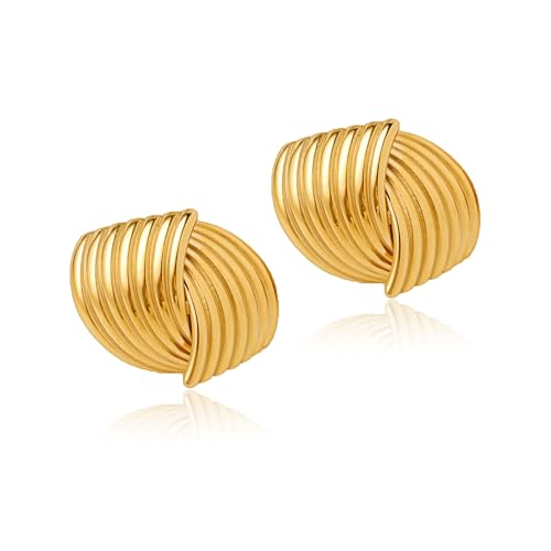 Chunky Ohrringe Gold Hängend Damen Tropfen Ohrringe Knoten Gold Earrings von Candyfancy