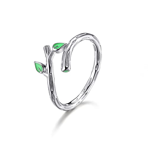 Blätter Ringe Sterling Silber 925 Grünen Zweigen Fingerring Wickelring Olivenblatt SilberRinge Damenring Geschenke für Damen Frauen Größe 52 von Candyfancy