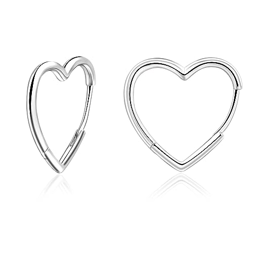Herz Ohrringe Creolen Sterling Silber 925 für Damen Huggie Ohrringe 20mm von Candyfancy