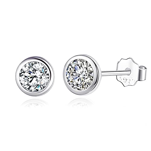 Kleine Ohrstecker Sterling Silber 925 für Damen Herren Mini Zirkonia Ohrringe Stecker 5mm von Candyfancy