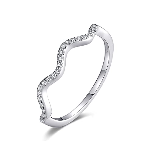 Candyfancy Minimalistische Wellen Vorsteckring Damen Silber 925 Verlobungsring Zirkonia Silberringe Filigraner Ringe Knöchelring Größe 54 von Candyfancy