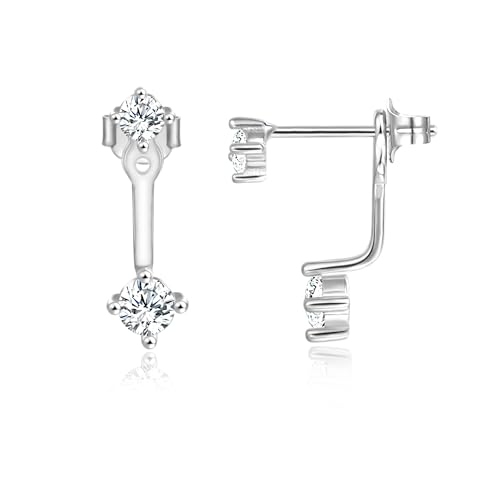 Zirkonia Ohrringe Damen Echte Sterling Silber 925 Huggie Zirkonia Ohrstecker Earring Ohrring Jackets Ohrhänger Mädchen von Candyfancy