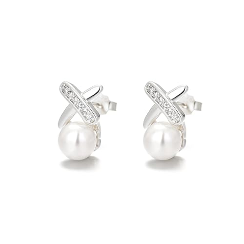 Perlenohrringe Silber Perlenohrstecker für Damen Perlen Ohrringe mit Zirkonia X Perlenohrringe Silber Perlenohrstecker für Damen Perlen Ohrringe mit Zirkonia X von Candyfancy