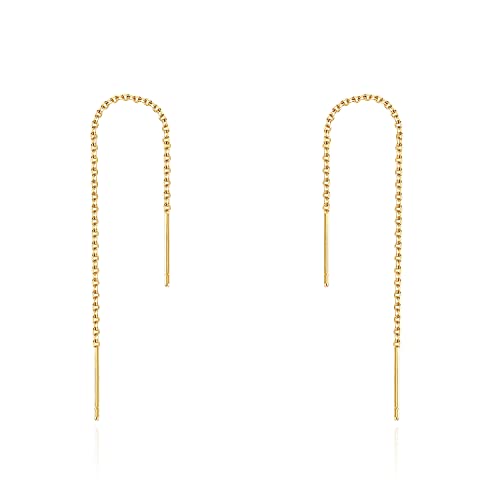 Stäbchen Durchzieher Ohrringe Silber 925 Vergoldet Ohrhänger Für Damen Quasten Einfädler Ohrringe Einfach Ohrkette Antiallergische von Candyfancy