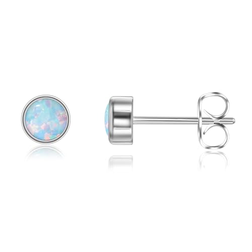 Titan Ohrringe Hypoallergen Damen Herren Mädchen G23 Titan Ohrstecker Kleine Azure Opal Ohrstecker 4mm von Candyfancy