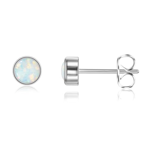 Titan Ohrringe Hypoallergen Damen Herren Mädchen G23 Titan Ohrstecker Kleine Weiß Opal Ohrstecker 5mm von Candyfancy