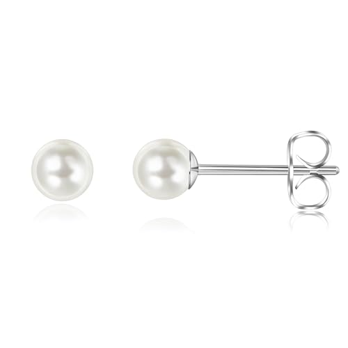 Titan Ohrringe Hypoallergen Perlenohrringe Damen Mädchen G23 Titan Ohrstecker Perlen Ohrstecker 5mm von Candyfancy