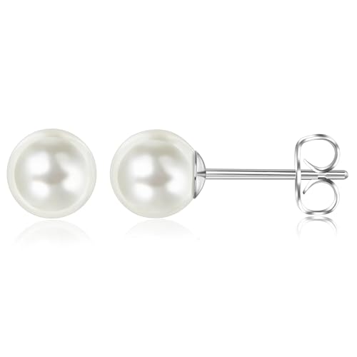 Titan Ohrringe Hypoallergen Perlenohrringe Damen Mädchen G23 Titan Ohrstecker Perlen Ohrstecker 8mm von Candyfancy