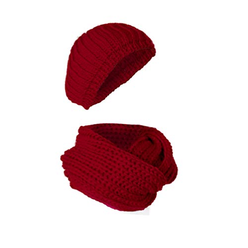 Candygirls 2er Set Mütze + Schal Strickmütze Ballon Wintermütze Ballonmütze Long Beanie Y (Rot, Einheitsgröße) von Candygirls