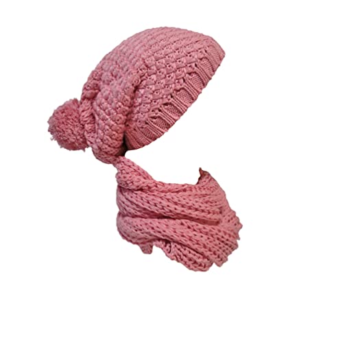 Candygirls Damen 2er Set Mütze und Schal Strickmütze Ballon Wintermütze Ballonmütze Long Beanie 43 (Rosa, Einheitsgröße) von Candygirls