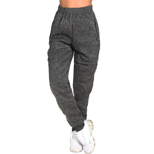 Candygirls Damen Hose Thermo Jogging Trainingshose Sporthose Reißverschluss Fitness Taschen Sport 41505 (DE/NL/SE/PL, Alphanumerisch, 3XL, Regular, Regular, Dunkelgrau) von Candygirls