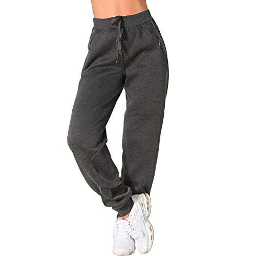 Candygirls Damen Hose Thermo Jogging Trainingshose Sporthose Reißverschluss Fitness Taschen Sport 8175 (as3, Alpha, x_l, Regular, Regular, Dunkelgrau) von Candygirls