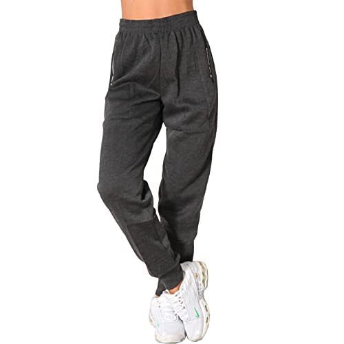 Candygirls Damen Hose Thermo Jogging Trainingshose Sporthose Reißverschluss Fitness Taschen Sport 8753 (as3, Alpha, m, Regular, Regular, Dunkelgrau) von Candygirls