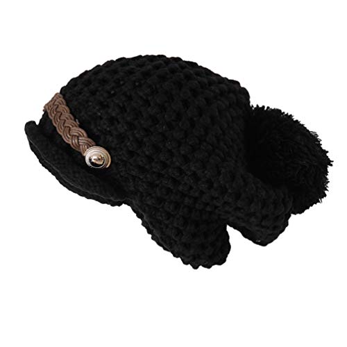 Candygirls Damen Long Beanie Strickmütze Flechtband Knopf Winter Mütze Ballonmütze XXL Bommel MZ-10 (as3, Alpha, one_Size, Schwarz, Einheitsgröße) von Candygirls