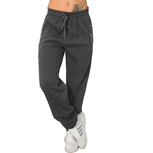 Candygirls Damen Thermo Jogginghose Trainingshose Reißverschluss Sport Fitness Taschen P8109 (Dunkelgrau, XXXL) von Candygirls