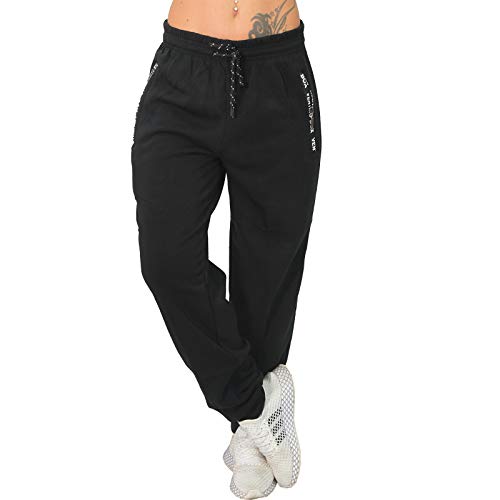 Candygirls Damen Thermo Jogginghose Trainingshose Reißverschluss Sport Fitness Taschen P8109 (Schwarz, XL) von Candygirls