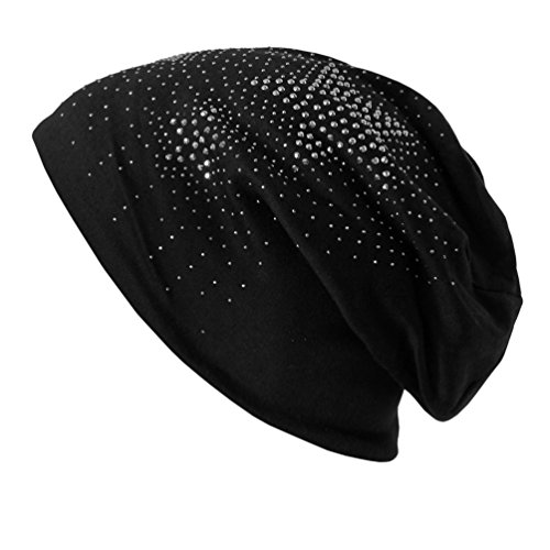 Candygirls Jersey Mütze Strass Stern Ballon Slouch Ballonmütze Long Beanie leicht Fleece 119 (Schwarz) von Candygirls