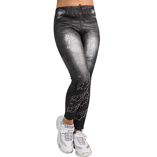 Candygirls Kinder Mädchen Thermo Leggings Herz Strass Treggings Hose Jeggings gefüttert Pfeil P341 (Schwarz, 110-116) von Candygirls