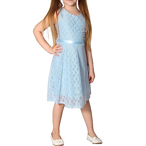 Candygirls Kleid Mädchen Prinzessin Hochzeit Herz Spitze festlich Geburtstag Party Sonntag T202 (as3, Numeric, Numeric_104, Numeric_110, Regular, Blau) von Candygirls