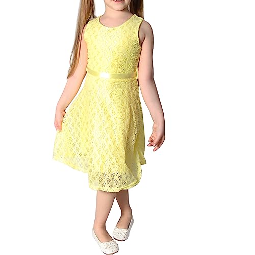 Candygirls Kleid Mädchen Prinzessin Hochzeit Herz Spitze festlich Geburtstag Party Sonntag T202 (as3, Numeric, Numeric_104, Numeric_110, Regular, Gelb) von Candygirls