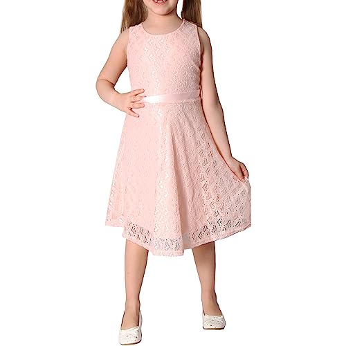 Candygirls Kleid Mädchen Prinzessin Hochzeit Herz Spitze festlich Geburtstag Party Sonntag T202 (as3, Numeric, Numeric_116, Numeric_122, Regular, Lachs) von Candygirls