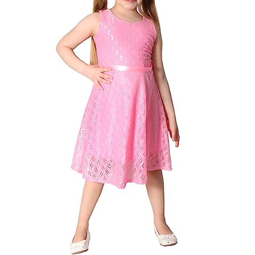 Candygirls Kleid Mädchen Prinzessin Hochzeit Herz Spitze festlich Geburtstag Party Sonntag T202 (as3, Numeric, Numeric_116, Numeric_122, Regular, Pink) von Candygirls