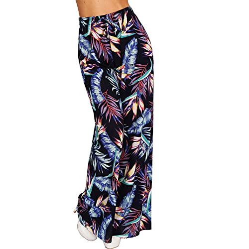 Candygirls Leichte Damen Palazzo Sommerhose Weites Bein Freizeit Boho Yoga Hose Fitness Joggerhose HL98 (Blau, S-M) von Candygirls