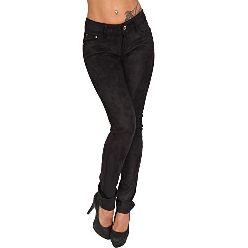 Candygirls Niedrige Damen Hose Velour Optik sehr weicher Stoff Hüfthose Nieten Jeans DM3381Q-13 (as3, Numeric, Numeric_34, Regular, Regular, Schwarz, 34) von Candygirls