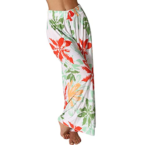 Damen Hose Palazzo Culotte Blumen Blätter Hosenrock Aladin Ali Baba Harem Haremshose B49 (as3, Alpha, s, m, Regular, Regular, Grün) von Candygirls