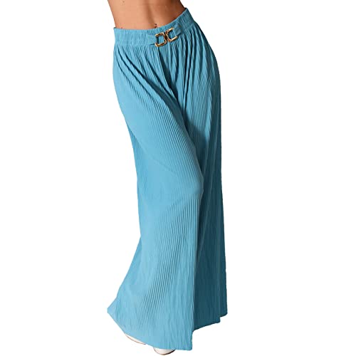 Damen Hose Palazzo Culotte Gold Schnalle Plissee Hosenrock Aladin Ali Baba Harem 1107 (as3, Alpha, one_Size, Regular, Regular, Türkis) von Candygirls