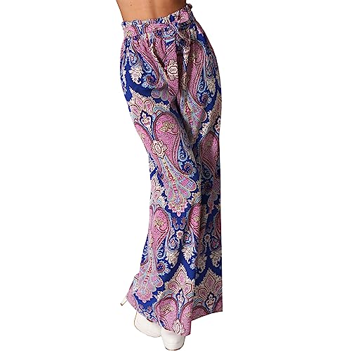 Damen Hose Palazzo Culotte Gürtel Band Paisley Hosenrock Aladin Ali Baba Harem Urlaub 973 (as3, Alpha, s, m, Regular, Regular, Blau) von Candygirls