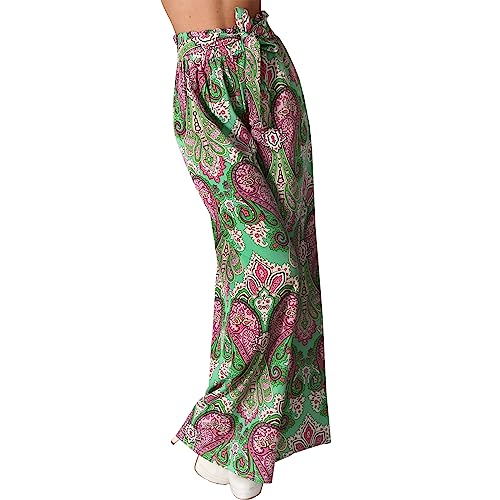 Damen Hose Palazzo Culotte Gürtel Band Paisley Hosenrock Aladin Ali Baba Harem Urlaub 973 (as3, Alpha, s, m, Regular, Regular, Grün) von Candygirls