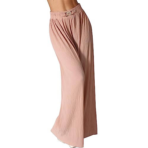 Damen Hose Palazzo Culotte Gürtel Band Paisley Hosenrock Aladin Ali Baba Harem Urlaub HL1104 (as3, Alpha, one_Size, Regular, Regular, Rosa) von Candygirls