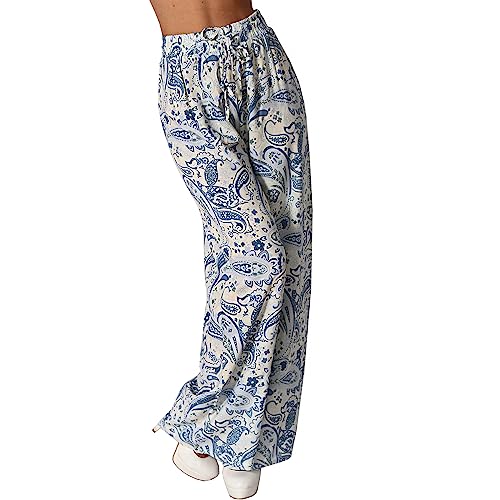 Damen Hose Palazzo Culotte Paisley Hosenrock Aladin Ali Baba Harem gerades weites Bein M39 (as3, Alpha, m, l, Regular, Regular, Weiß) von Candygirls