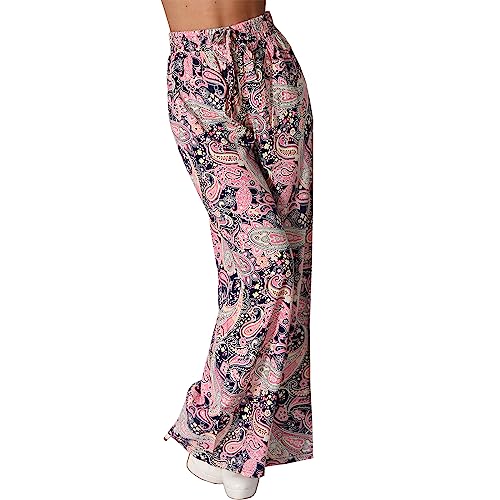 Damen Hose Palazzo Culotte Paisley Hosenrock Aladin Ali Baba Harem gerades weites Bein M39 (as3, Alpha, s, m, Regular, Regular, Rosa) von Candygirls