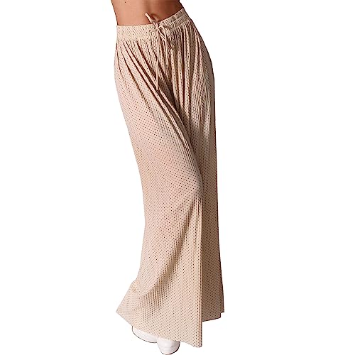 Damen Hose Palazzo Punkte Plissee Hosenrock Cullotte Aladin Ali Baba Pluder Urlaub 1018 (as3, Alpha, one_Size, Regular, Regular, Beige) von Candygirls