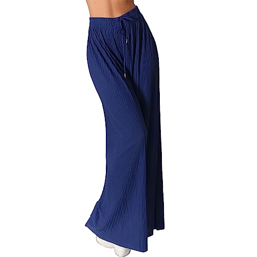 Damen Hose Palazzo Punkte Plissee Hosenrock Cullotte Aladin Ali Baba Pluder Urlaub 1018 (as3, Alpha, one_Size, Regular, Regular, Blau) von Candygirls