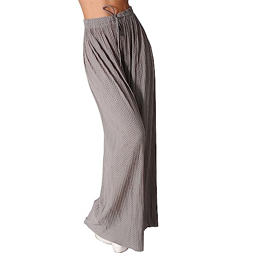 Damen Hose Palazzo Punkte Plissee Hosenrock Cullotte Aladin Ali Baba Pluder Urlaub 1018 (as3, Alpha, one_Size, Regular, Regular, Grau) von Candygirls