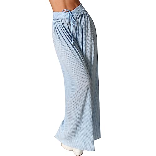 Damen Hose Palazzo Punkte Plissee Hosenrock Cullotte Aladin Ali Baba Pluder Urlaub 1018 (as3, Alpha, one_Size, Regular, Regular, Hellblau) von Candygirls