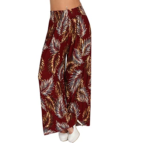 Damen Leichte Sommer Palazzo Hose Blätter Plissee Hosenrock Aladin Ali Baba Pluder B27 (as3, Numeric, Numeric_40, Numeric_42, Regular, Regular, Rot, L/XL) von Candygirls