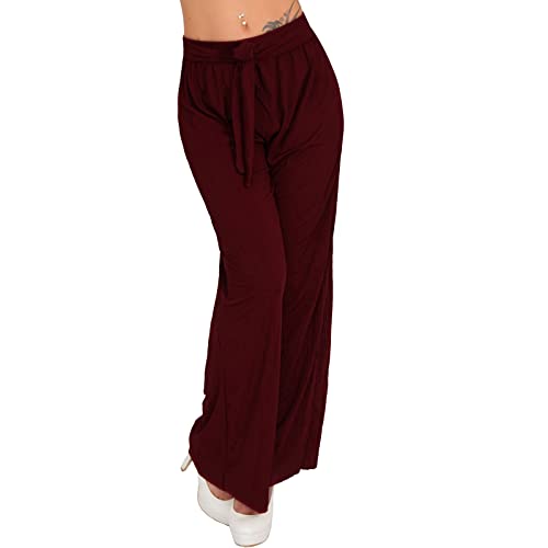 Damen Leichte Sommer Palazzo Hose Culotte Uni Aladin Ali Baba Pluder weites Bein 225 (as3, Numeric, Numeric_34, Numeric_36, Regular, Regular, Rot, XS/S) von Candygirls