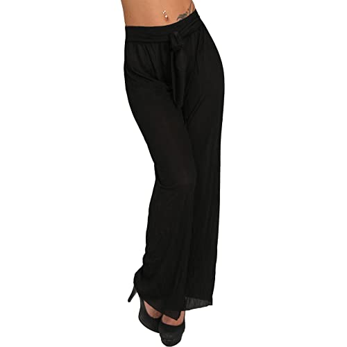 Damen Leichte Sommer Palazzo Hose Culotte Uni Aladin Ali Baba Pluder weites Bein 225 (as3, Numeric, Numeric_34, Numeric_36, Regular, Regular, Schwarz, XS/S) von Candygirls