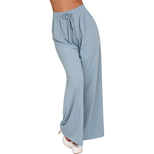 Damen Leichte Sommer Palazzo Hose Hosenrock Uni Aladin Ali Baba Pluder weites Bein 654 (as3, Numeric, Numeric_36, Numeric_38, Regular, Regular, Blau, S/M) von Candygirls