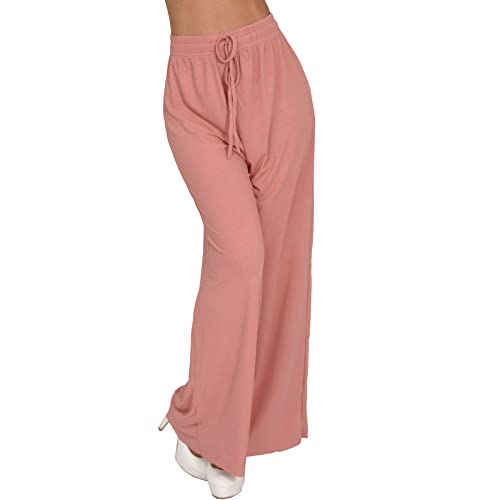 Damen Leichte Sommer Palazzo Hose Hosenrock Uni Aladin Ali Baba Pluder weites Bein 654 (as3, Numeric, Numeric_36, Numeric_38, Regular, Regular, Rosa, S/M) von Candygirls