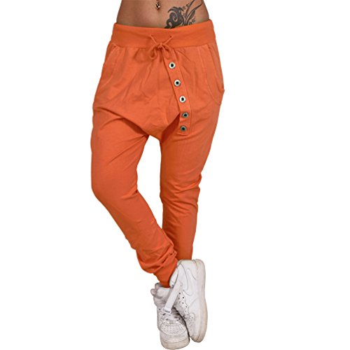 Jogging Sport Hose Boyfriend mit Knopfleiste Baggy Harem Chino Pump Lauf Röhre Bunt Sommer Loose Fit Jogger 79 (Orange) von Candygirls