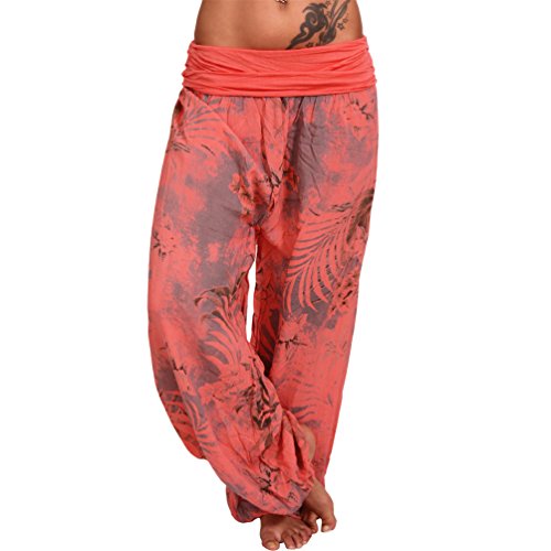 Leichte Sommer Hose Strand Blumen Harem Aladin Freizeit Ali Baba Pumphose Pluder (Coral Blume) von Candygirls