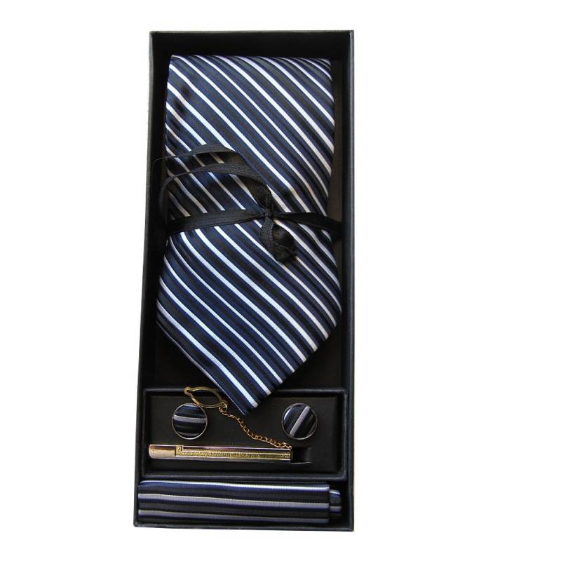 Krawatte 5Er Set Geschenk Geschenkebox Einstecktuch Manschettenknöpfe Herren von CandygirlsDE