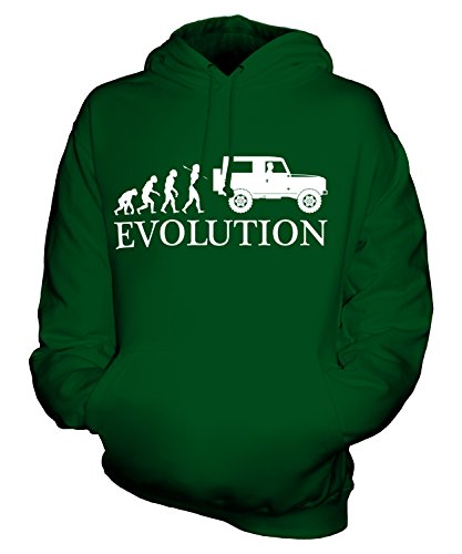 Candymix 4X4 Evolution des Menschen Unisex Herren Damen Kapuzenpullover, Größe 2X-Large, Farbe Flaschengrün von Candymix